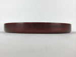 Japanese Brushed Lacquer Wood Serving Tray Vtg Obon Flowers Reddish Brown L25