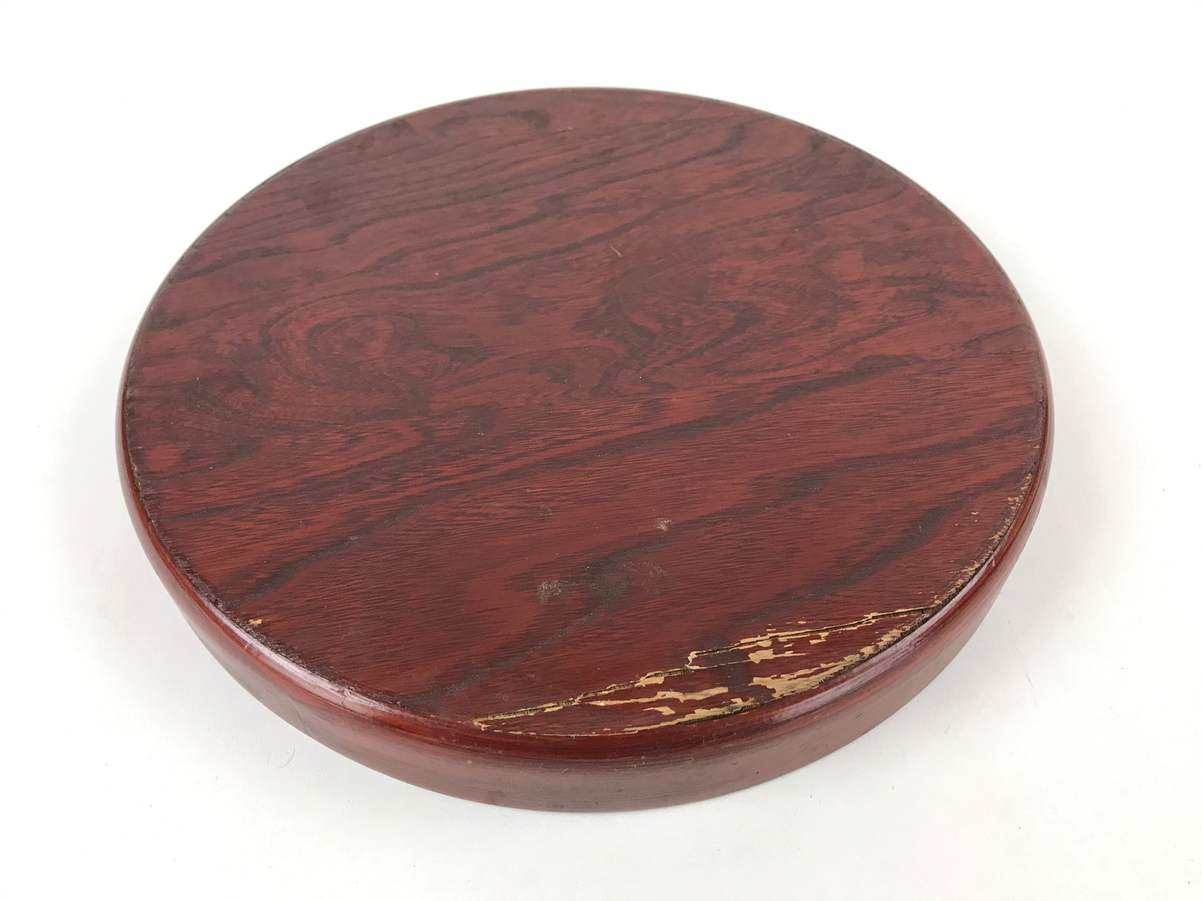 Japanese Brushed Lacquer Wood Serving Tray Vtg Obon Flowers Reddish Brown L25