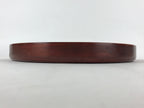 Japanese Brushed Lacquer Wood Serving Tray Vtg Obon Flowers Reddish Brown L25