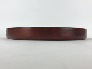 Japanese Brushed Lacquer Wood Serving Tray Vtg Obon Flowers Reddish Brown L25