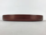 Japanese Brushed Lacquer Wood Serving Tray Vtg Obon Flowers Reddish Brown L25