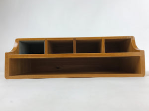 Japanese Brushed Lacquer Wood Table Organizer Box Vtg Handle Maple Sakura JK633