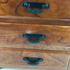 Japanese Brushed Lacquer Wood Tansu Storage Chest Vtg Haribako 3 Drawers T389