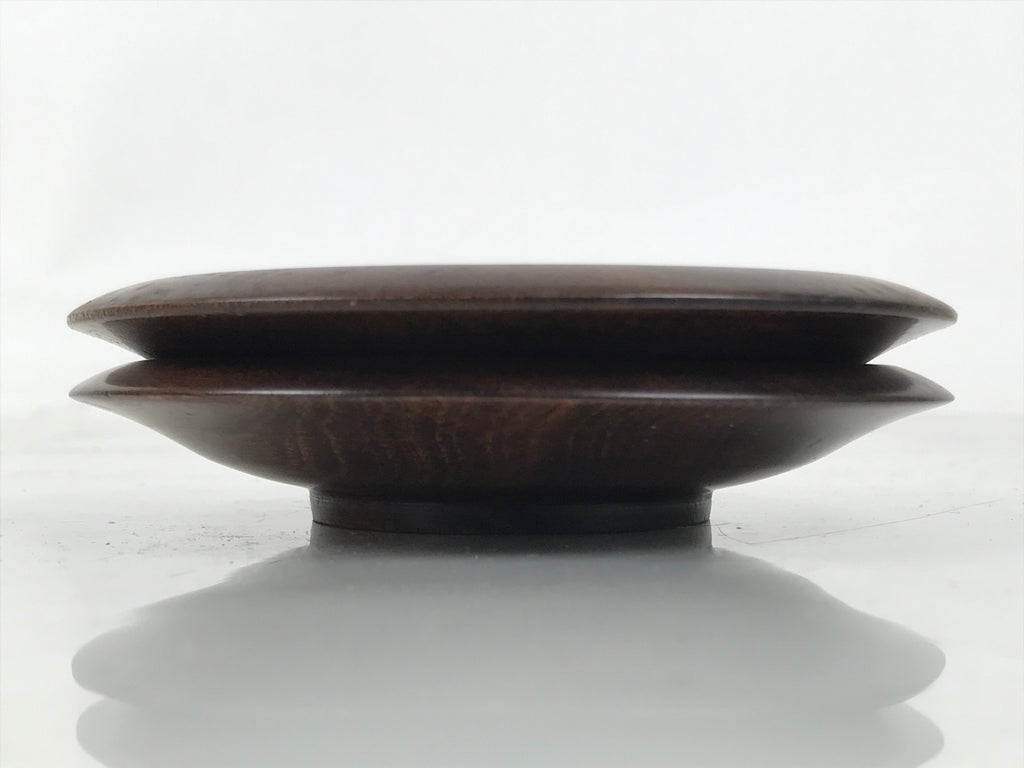 Japanese Brushed Lacquer Wooden Drink Saucer Vtg Chataku Coaster 2pc Brown L459