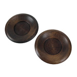 Japanese Brushed Lacquer Wooden Drink Saucer Vtg Chataku Coaster 2pc Brown L459