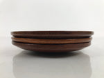 Japanese Brushed Lacquer Wooden Drink Saucer Vtg Chataku Coaster 3pc Brown L313