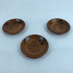 Japanese Brushed Lacquer Wooden Drink Saucer Vtg Chataku Coaster 3pc Makie L284