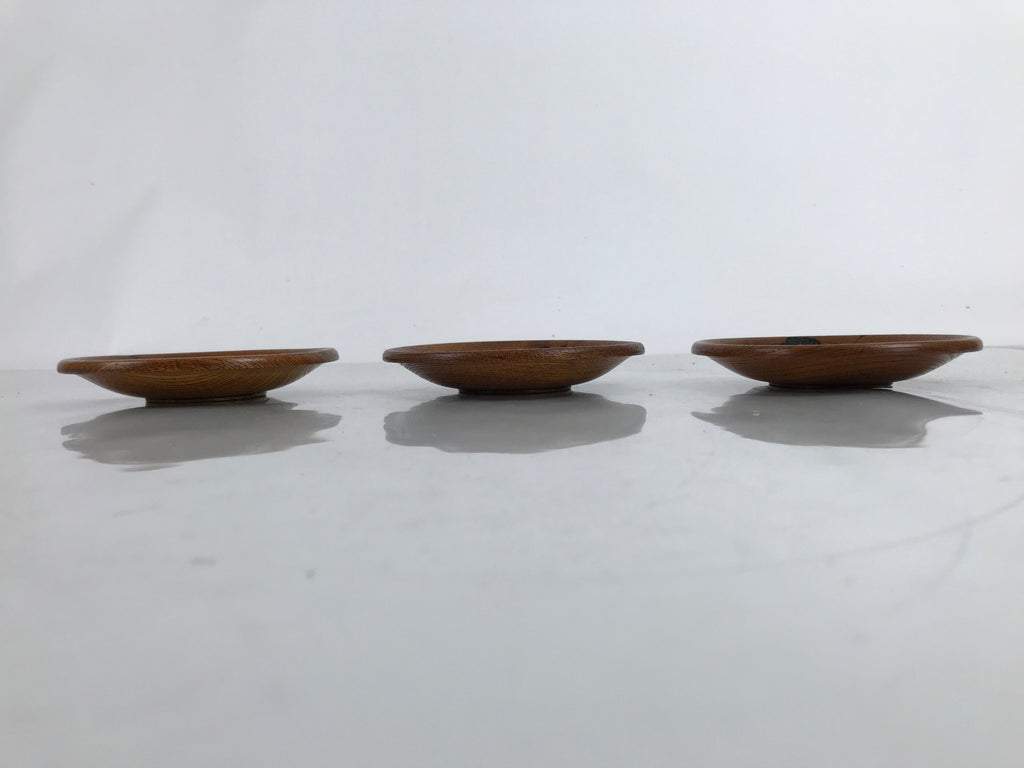 Japanese Brushed Lacquer Wooden Drink Saucer Vtg Chataku Coaster 3pc Makie L284