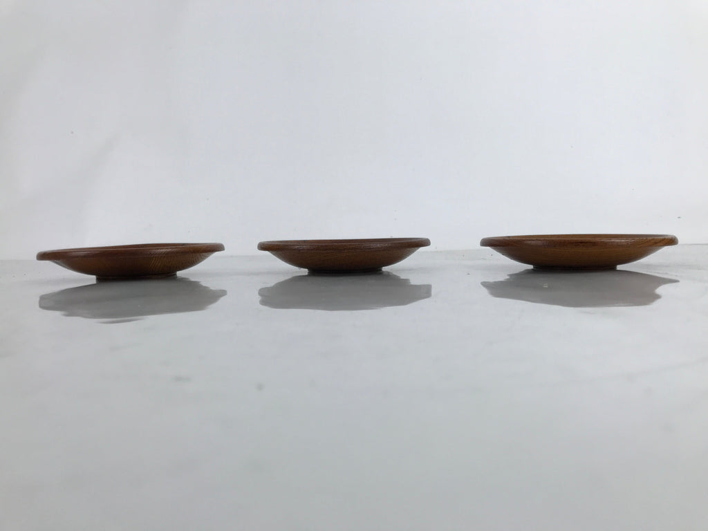 Japanese Brushed Lacquer Wooden Drink Saucer Vtg Chataku Coaster 3pc Makie L284