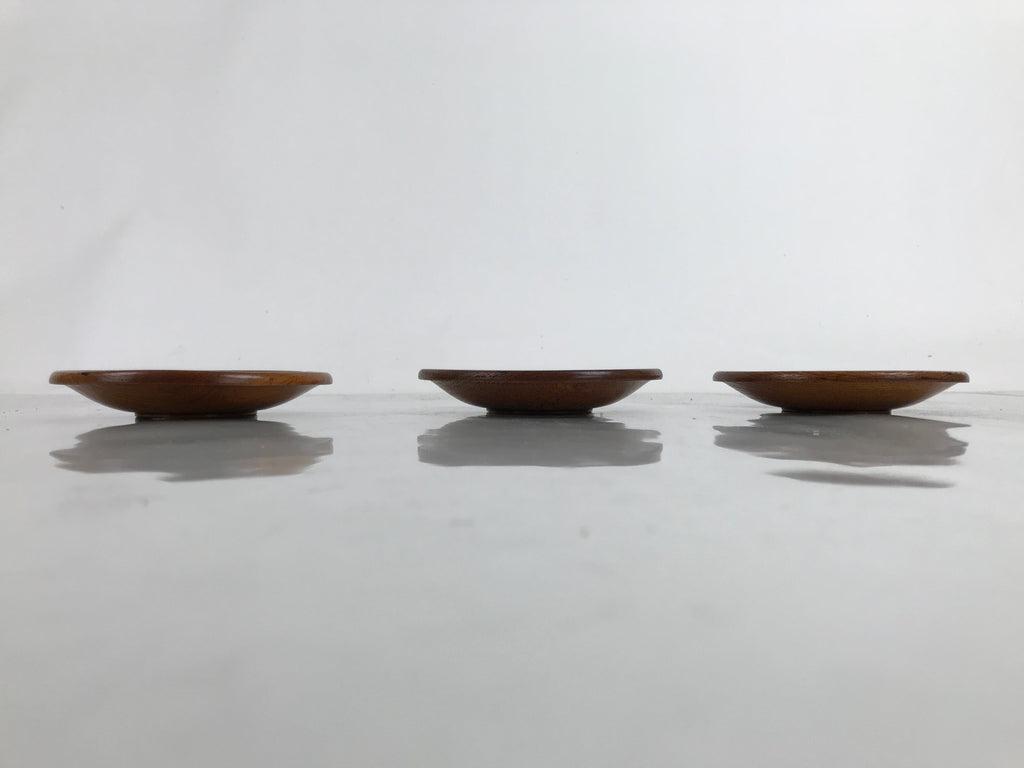 Japanese Brushed Lacquer Wooden Drink Saucer Vtg Chataku Coaster 3pc Makie L284