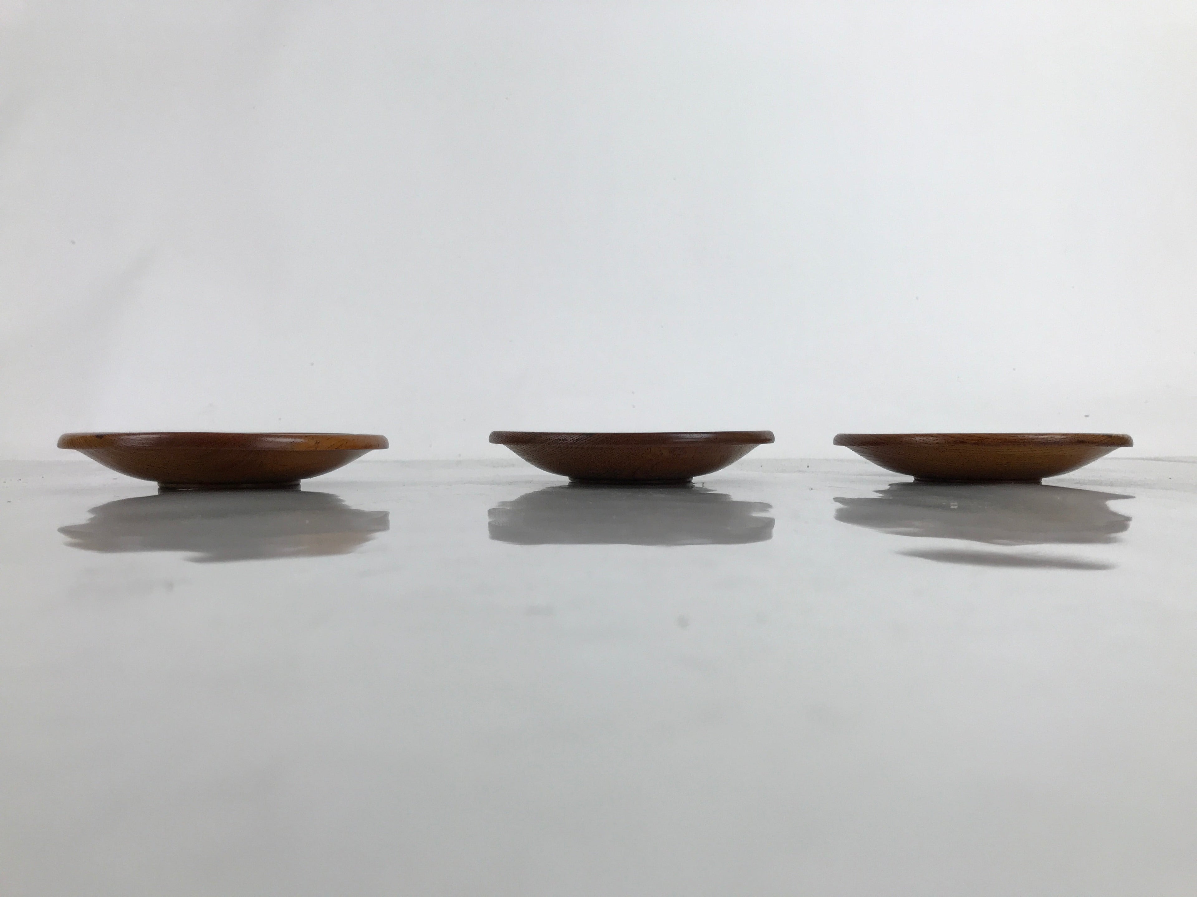 Japanese Brushed Lacquer Wooden Drink Saucer Vtg Chataku Coaster 3pc Makie L284