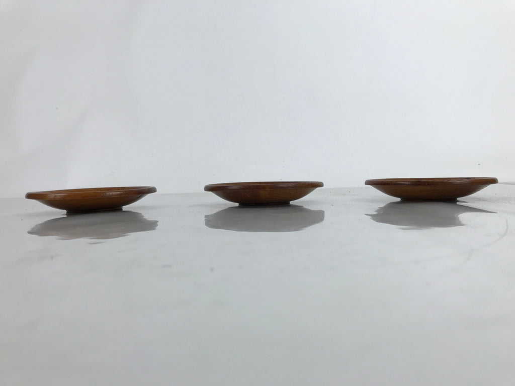 Japanese Brushed Lacquer Wooden Drink Saucer Vtg Chataku Coaster 3pc Makie L284