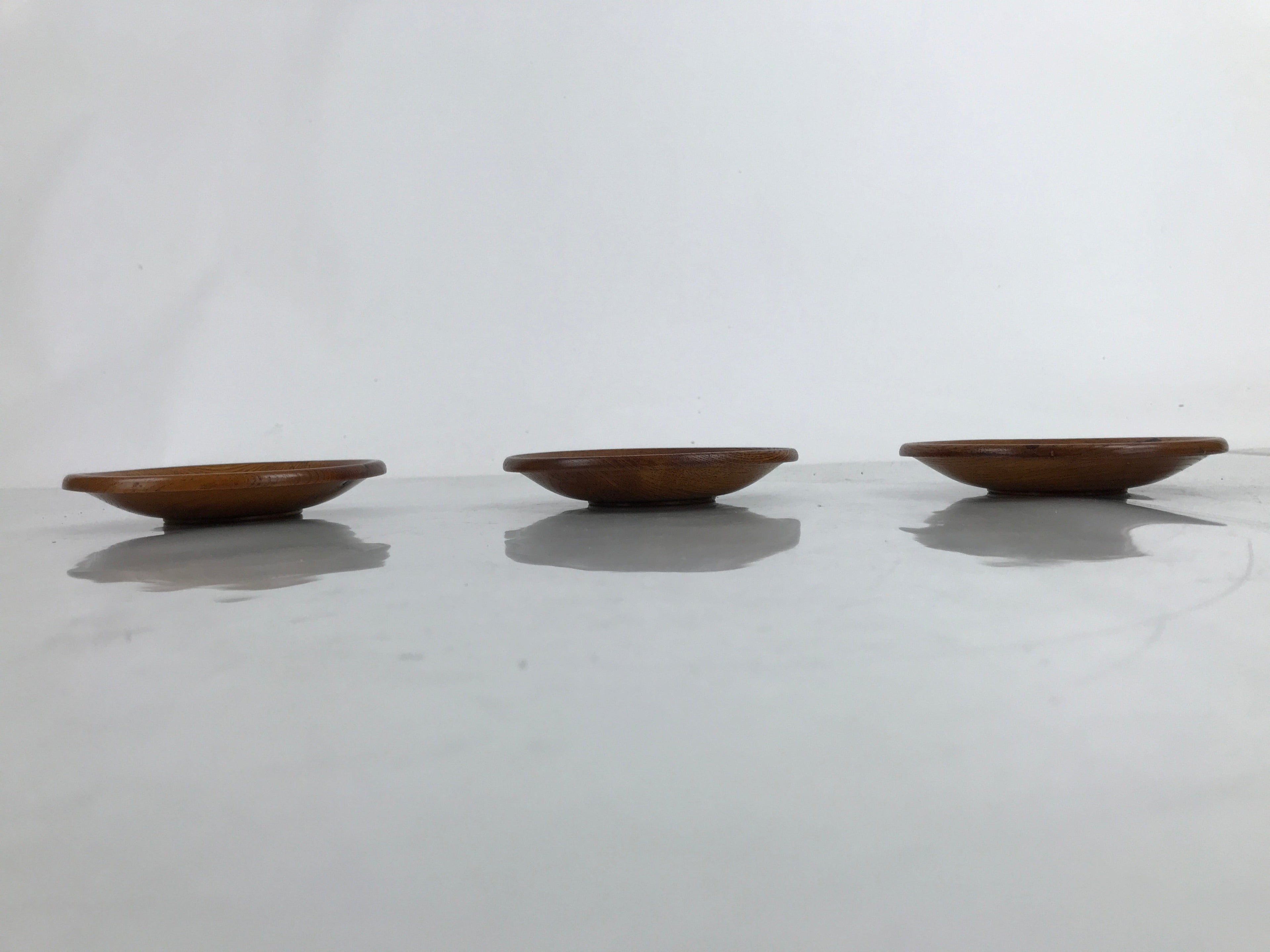 Japanese Brushed Lacquer Wooden Drink Saucer Vtg Chataku Coaster 3pc Makie L284