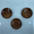 Japanese Brushed Lacquer Wooden Drink Saucer Vtg Chataku Coaster 3pc Makie L284