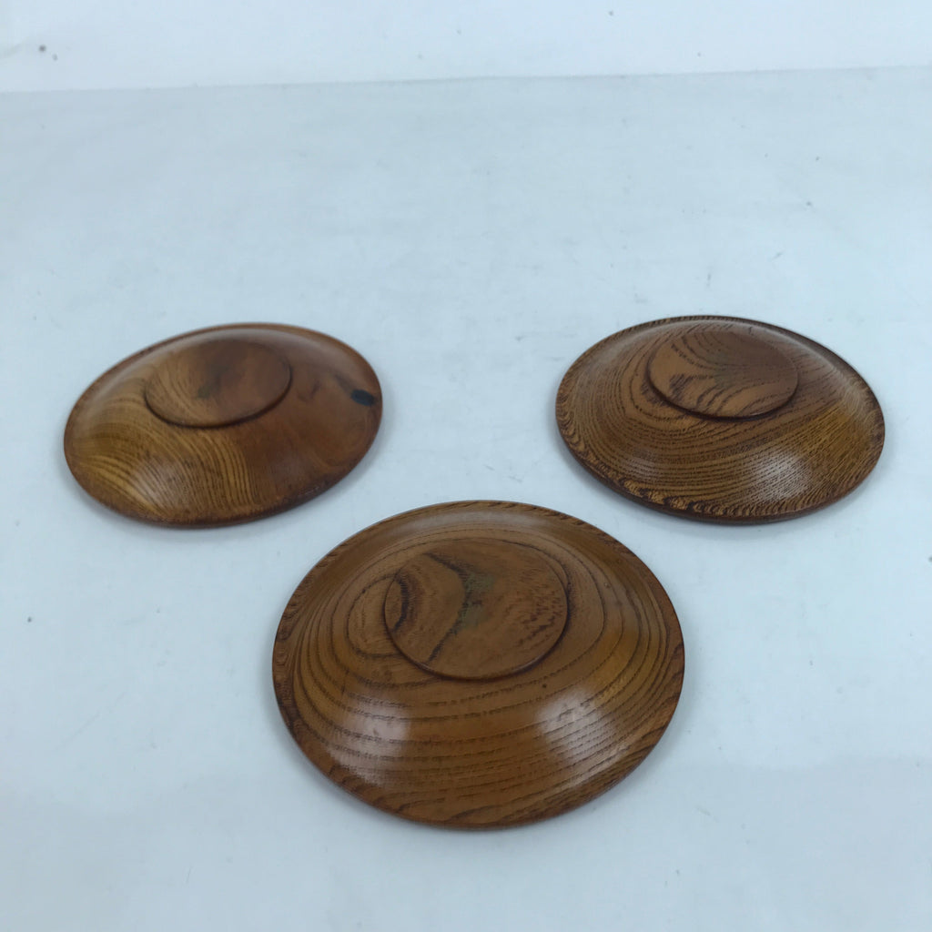 Japanese Brushed Lacquer Wooden Drink Saucer Vtg Chataku Coaster 3pc Makie L284