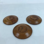 Japanese Brushed Lacquer Wooden Drink Saucer Vtg Chataku Coaster 3pc Makie L284