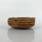 Japanese Brushed Lacquer Wooden Drink Saucer Vtg Chataku Coaster 4pc Brown L231