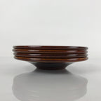 Japanese Brushed Lacquer Wooden Drink Saucer Vtg Chataku Coaster 4pc Brown L239
