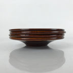 Japanese Brushed Lacquer Wooden Drink Saucer Vtg Chataku Coaster 4pc Brown L239