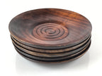 Japanese Brushed Lacquer Wooden Drink Saucer Vtg Chataku Coaster 5pc Brown L130