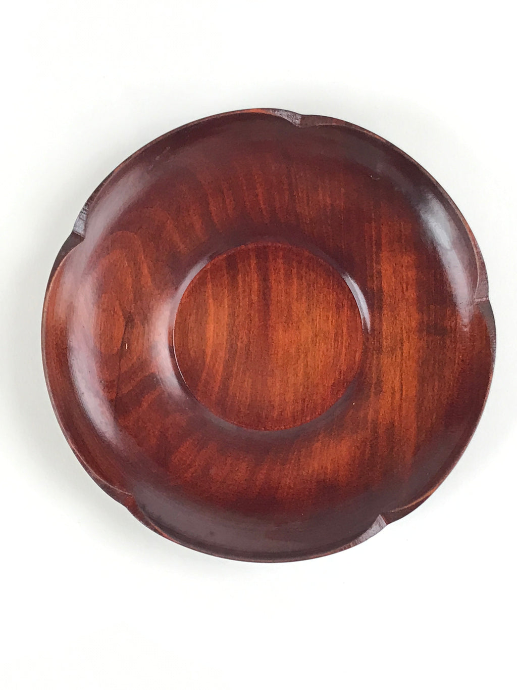 Japanese Brushed Lacquer Wooden Drink Saucer Vtg Chataku Coaster 5pc Brown L131