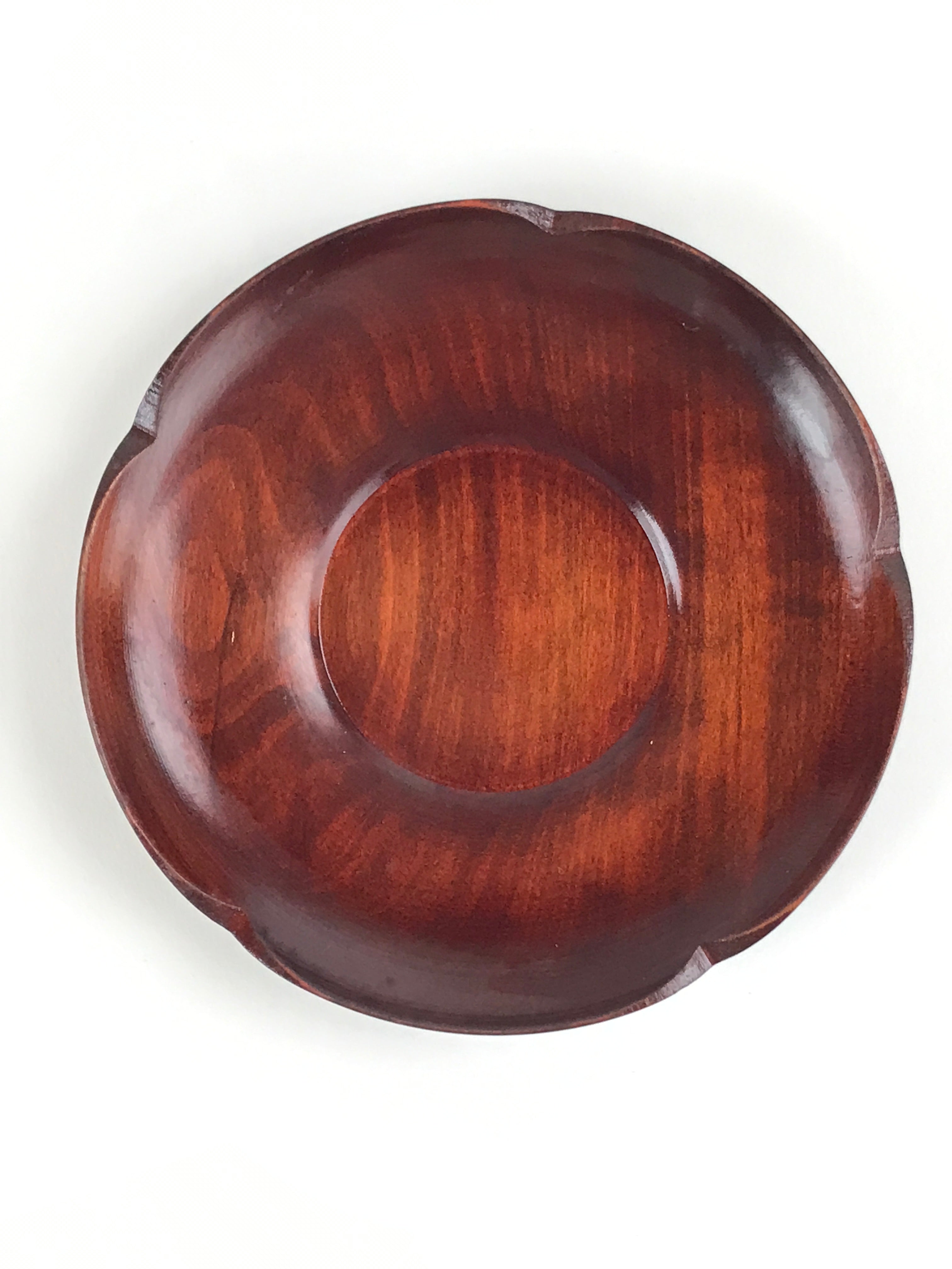 Japanese Brushed Lacquer Wooden Drink Saucer Vtg Chataku Coaster 5pc Brown L131