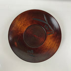 Japanese Brushed Lacquer Wooden Drink Saucer Vtg Chataku Coaster 5pc Brown L233
