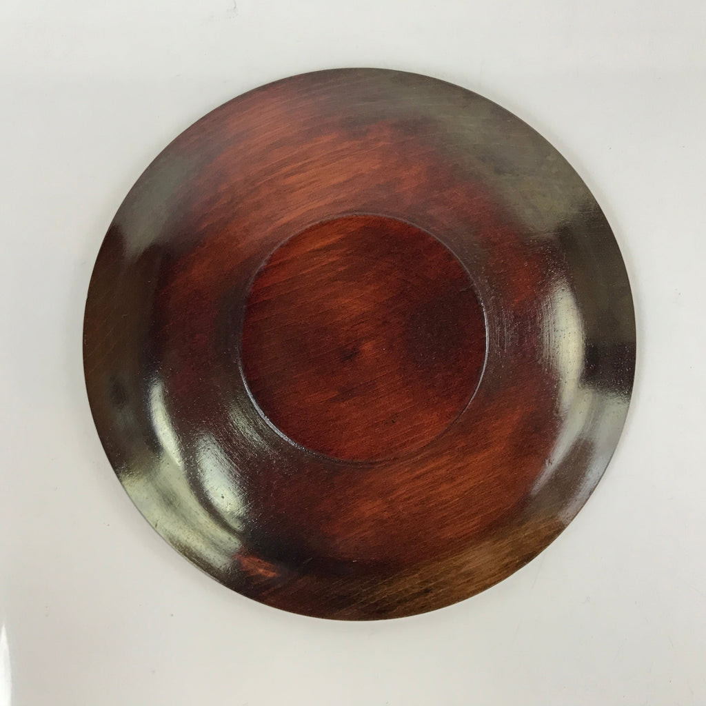 Japanese Brushed Lacquer Wooden Drink Saucer Vtg Chataku Coaster 5pc Brown L233