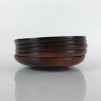 Japanese Brushed Lacquer Wooden Drink Saucer Vtg Chataku Coaster 5pc Brown L237