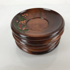 Japanese Brushed Lacquer Wooden Drink Saucer Vtg Chataku Coaster 5pc Brown L238