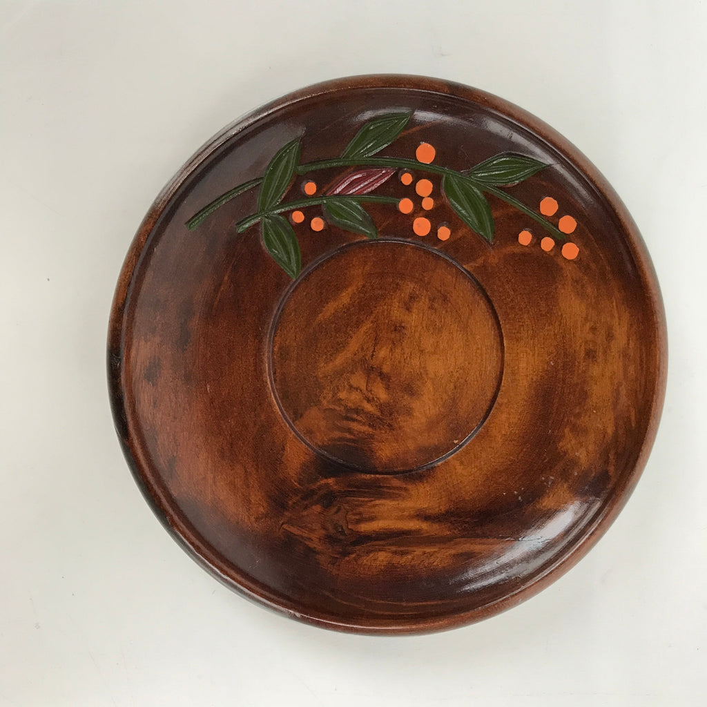 Japanese Brushed Lacquer Wooden Drink Saucer Vtg Chataku Coaster 5pc Brown L238