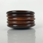 Japanese Brushed Lacquer Wooden Drink Saucer Vtg Chataku Coaster 5pc Brown L238