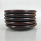 Japanese Brushed Lacquer Wooden Drink Saucer Vtg Chataku Coaster 5pc Brown L332