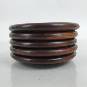 Japanese Brushed Lacquer Wooden Drink Saucer Vtg Chataku Coaster 5pc Brown L332