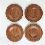 Japanese Brushed Lacquer Wooden Drink Saucer Vtg Chataku Coaster 5pc Brown L375