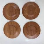 Japanese Brushed Lacquer Wooden Drink Saucer Vtg Chataku Coaster 5pc Brown L375