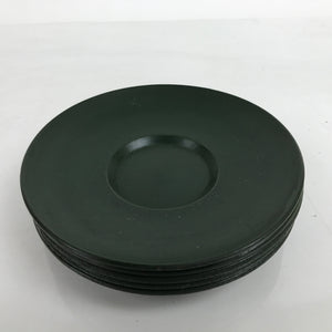 Japanese Brushed Lacquer Wooden Drink Saucer Vtg Chataku Coaster 5pc Green L331