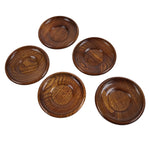 Japanese Brushed Lacquer Wooden Drink Saucer Vtg Chataku Coaster 5pc Set LWB101