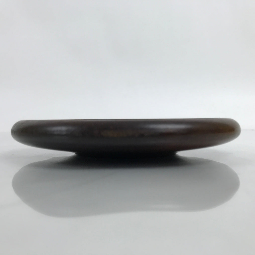 Japanese Brushed Lacquer Wooden Drink Saucer Vtg Chataku Coaster Brown L336