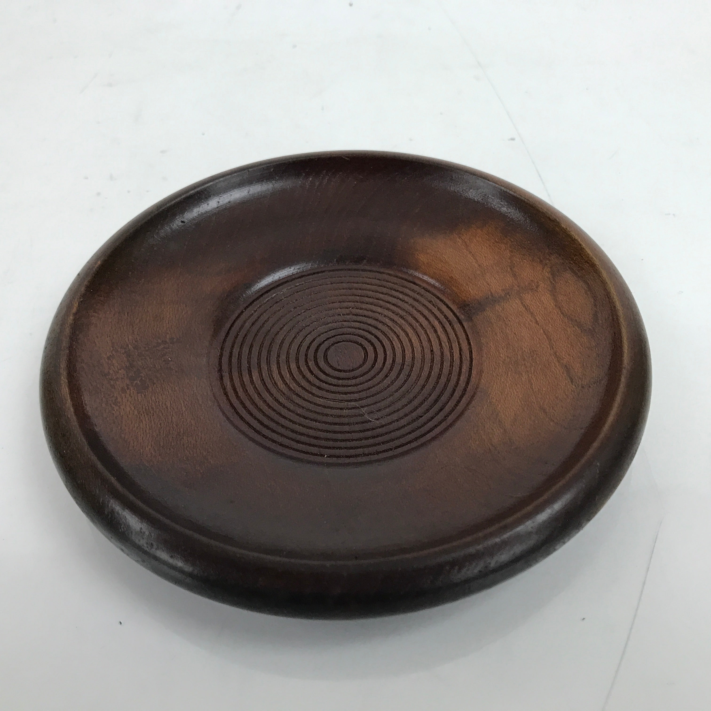 Japanese Brushed Lacquer Wooden Drink Saucer Vtg Chataku Coaster Brown L336