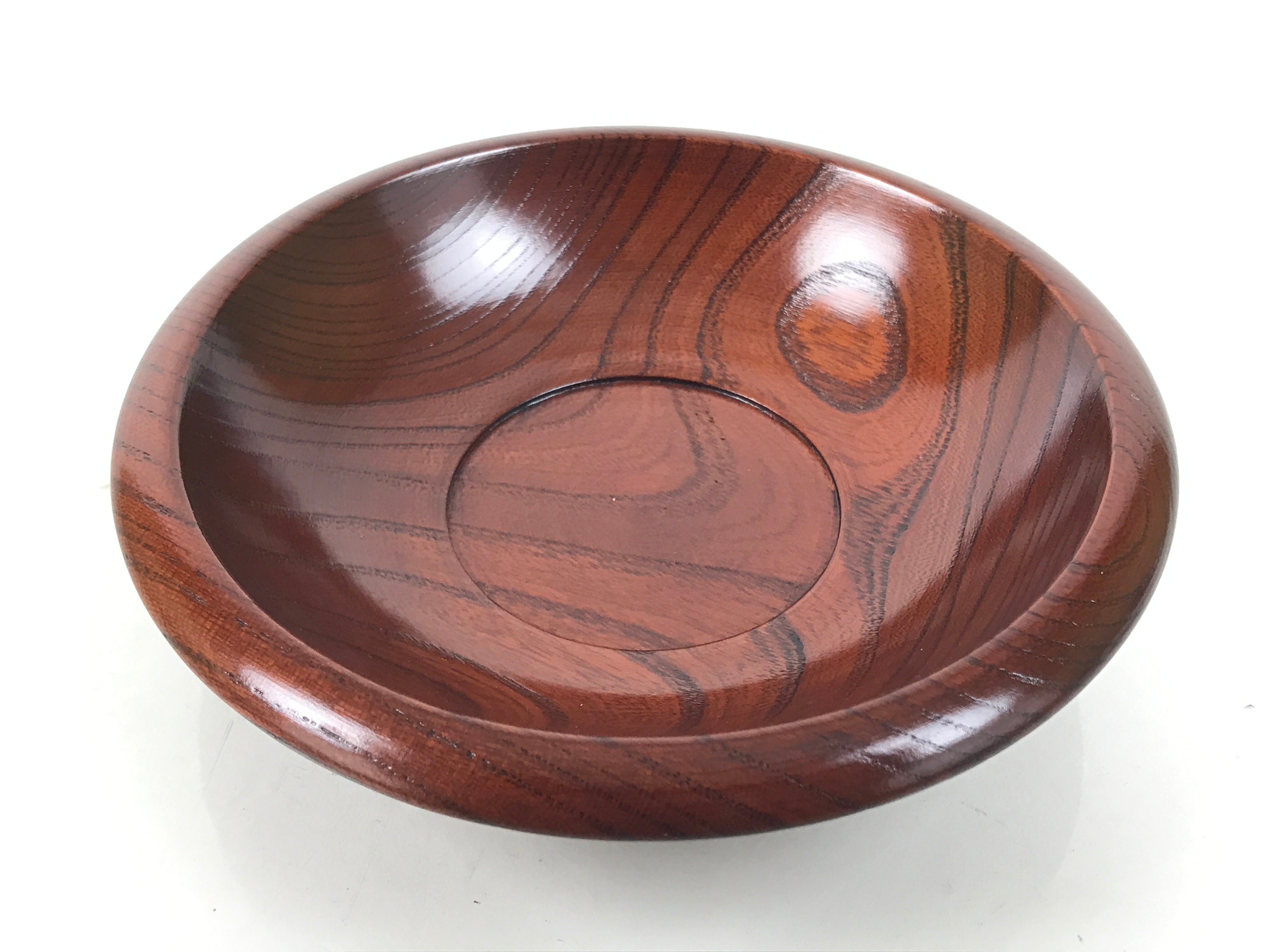 Japanese Brushed Lacquer Wooden Drink Saucer Zelkova Chataku Coaster Brown L466