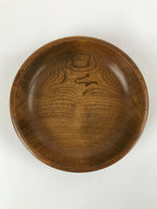 Japanese Brushed Lacquer Wooden Kashiki Snack Bowl Vtg Kashibachi Brown L155
