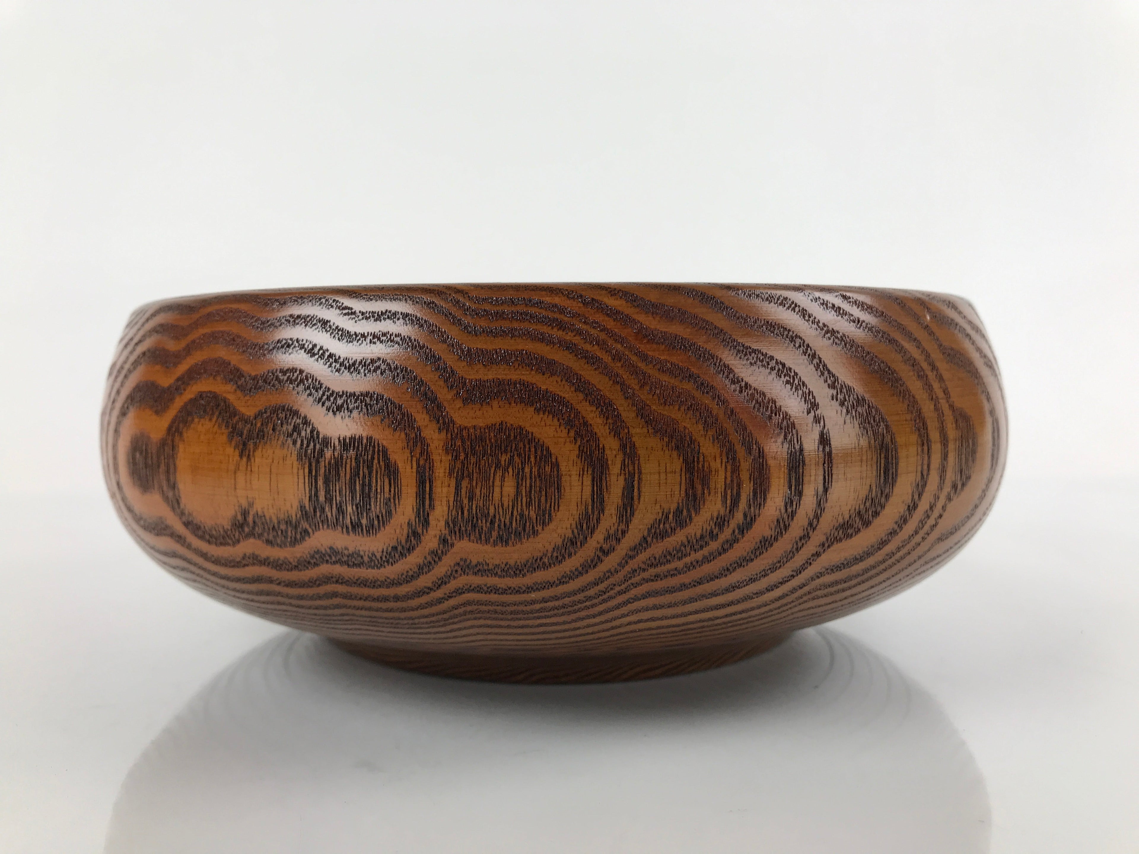 Japanese Brushed Lacquer Wooden Kashiki Snack Bowl Vtg Kashibachi Brown L156