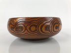 Japanese Brushed Lacquer Wooden Kashiki Snack Bowl Vtg Kashibachi Brown L156