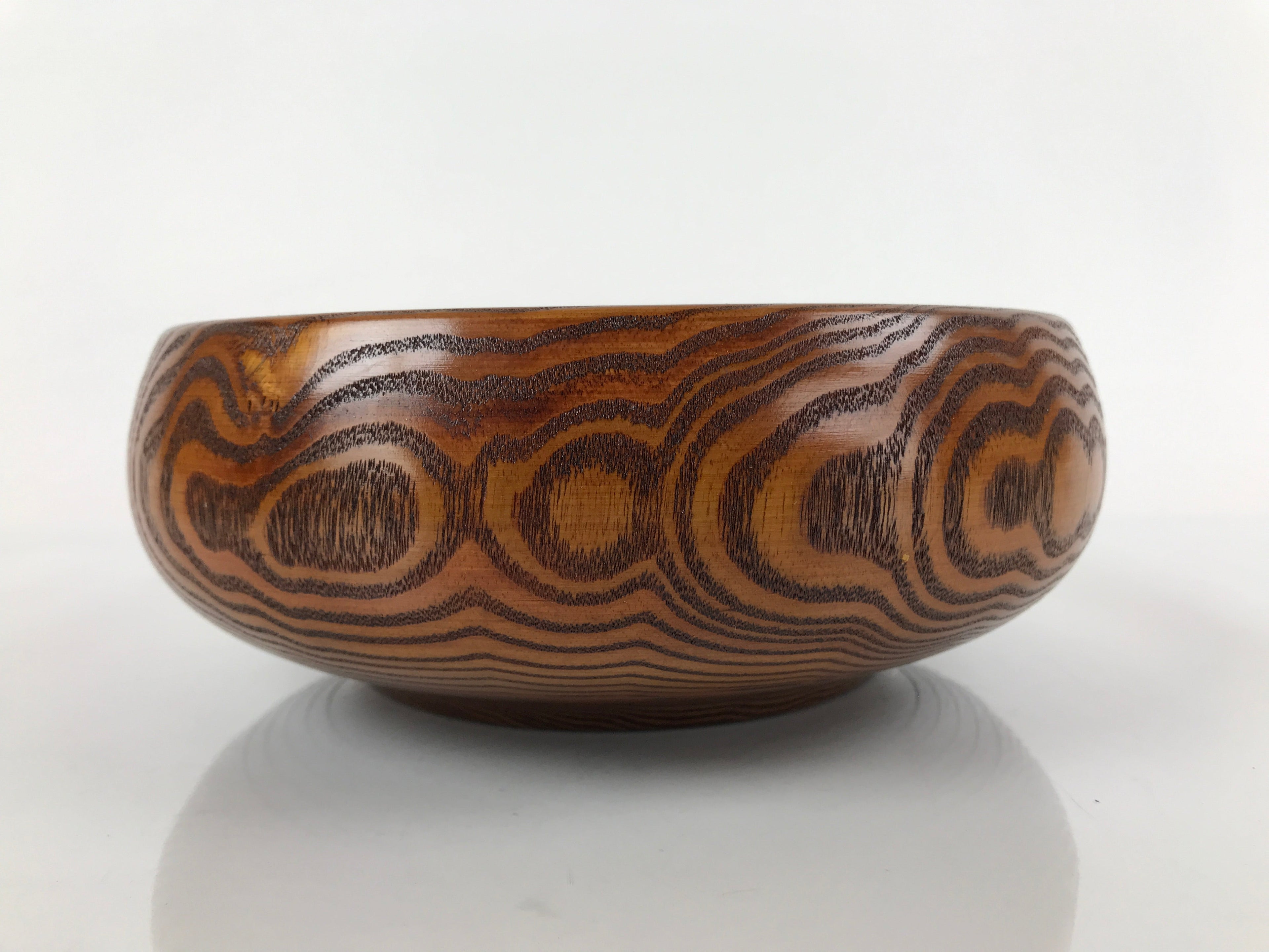 Japanese Brushed Lacquer Wooden Kashiki Snack Bowl Vtg Kashibachi Brown L156