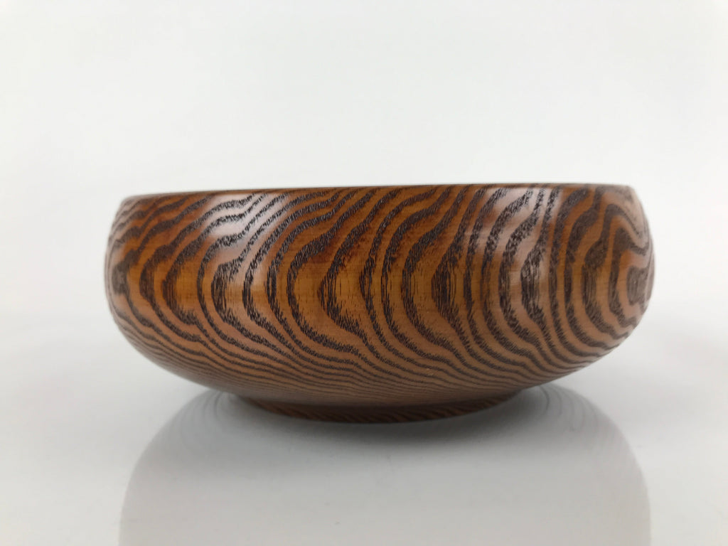 Japanese Brushed Lacquer Wooden Kashiki Snack Bowl Vtg Kashibachi Brown L156