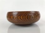 Japanese Brushed Lacquer Wooden Kashiki Snack Bowl Vtg Kashibachi Brown L156