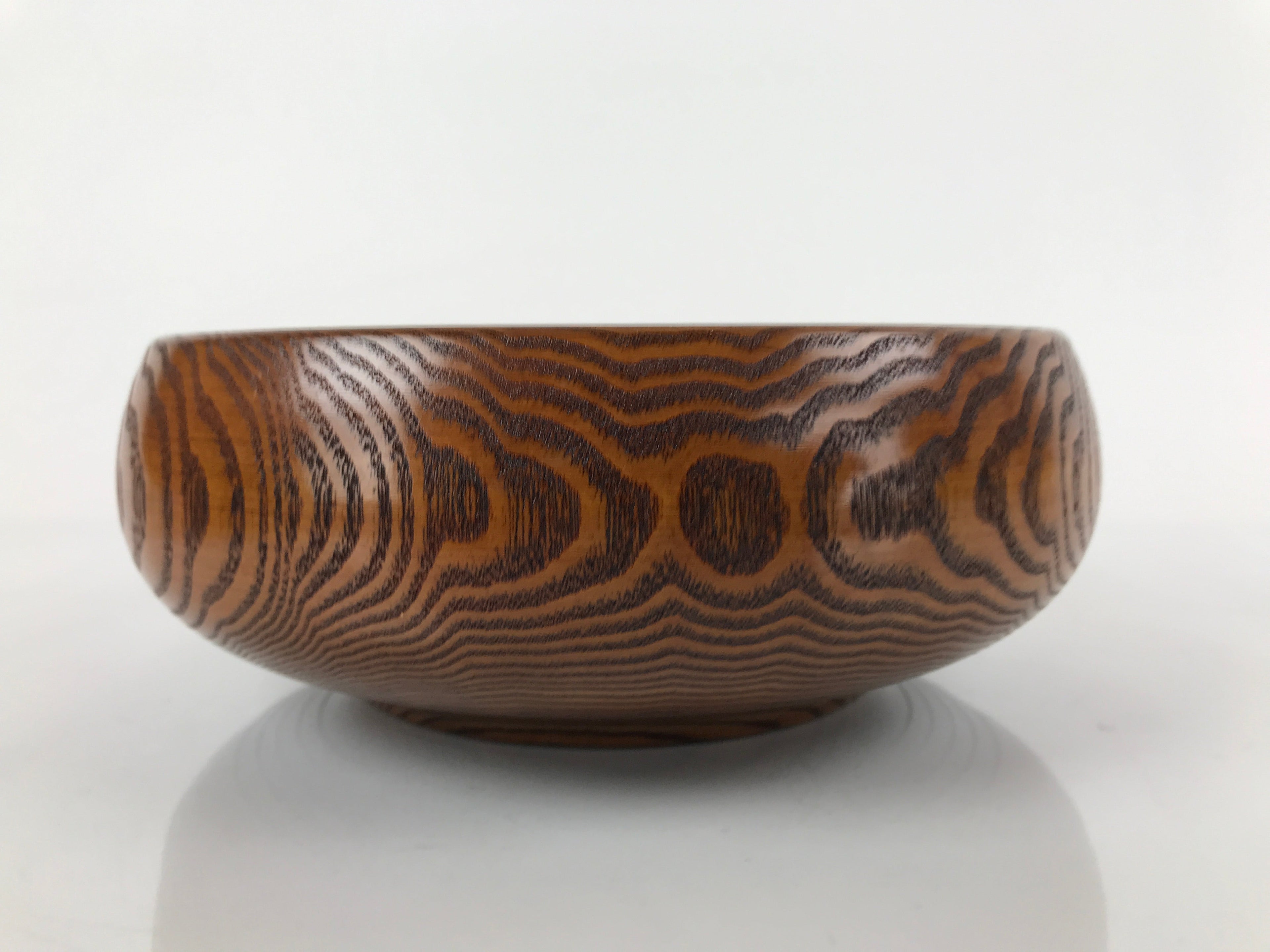 Japanese Brushed Lacquer Wooden Kashiki Snack Bowl Vtg Kashibachi Brown L156
