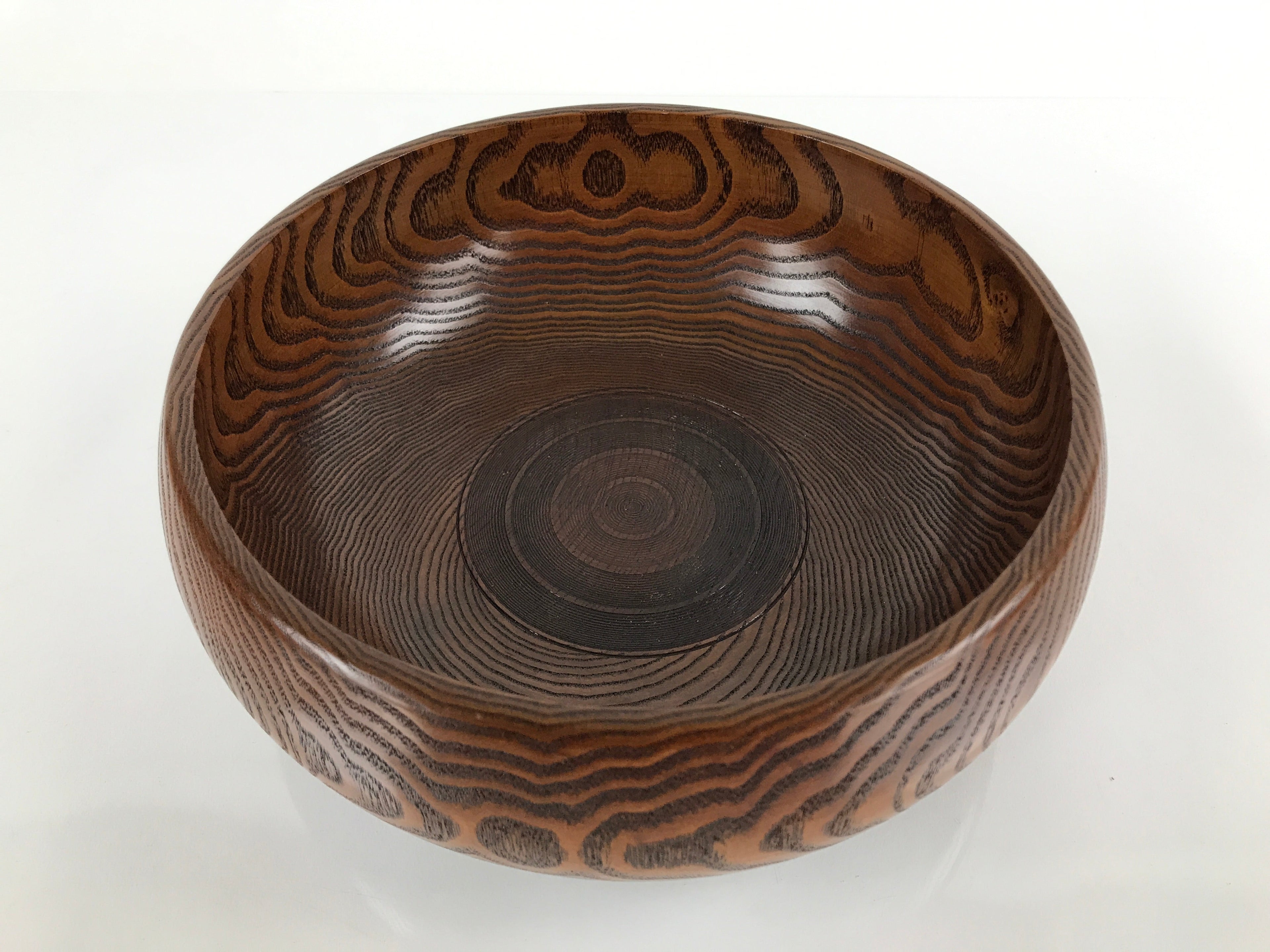 Japanese Brushed Lacquer Wooden Kashiki Snack Bowl Vtg Kashibachi Brown L156