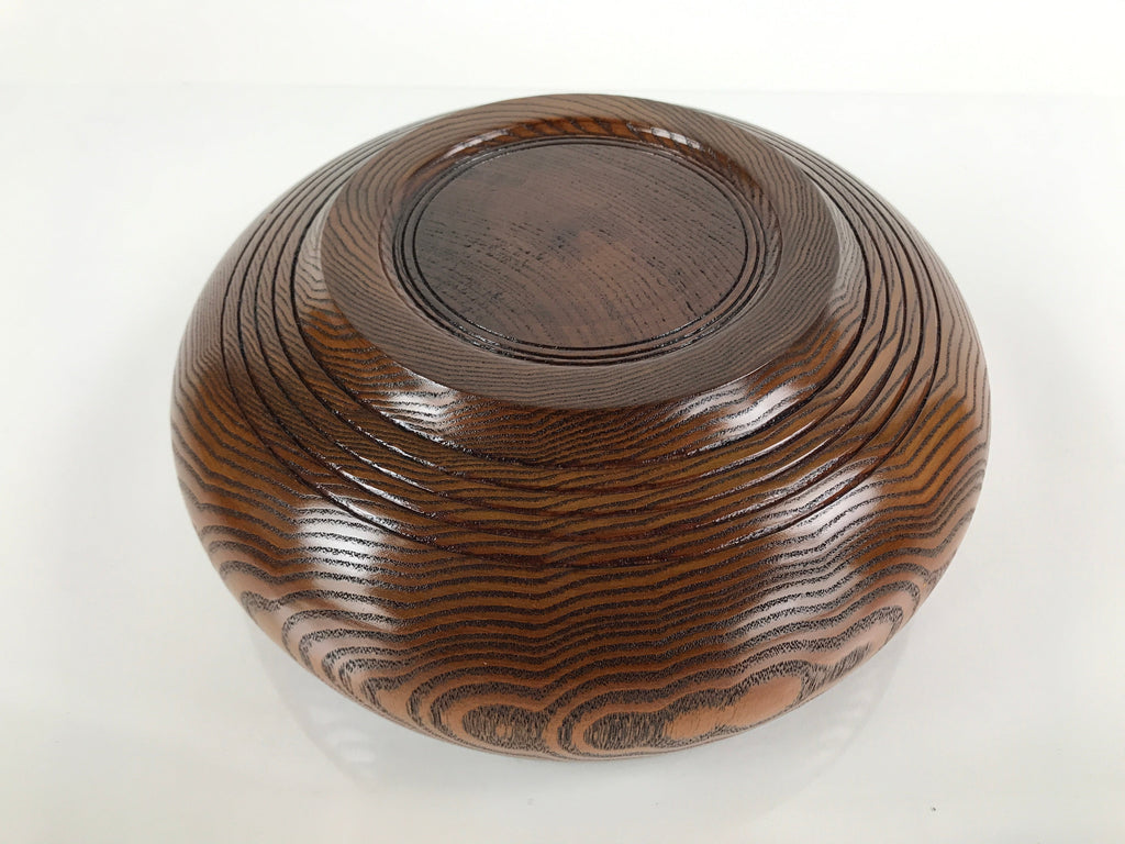 Japanese Brushed Lacquer Wooden Kashiki Snack Bowl Vtg Kashibachi Brown L156